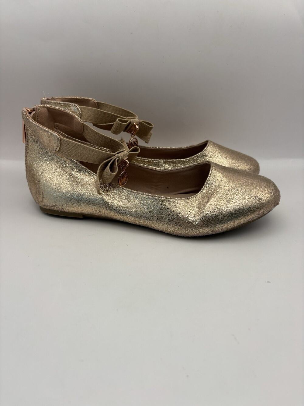 Michael Kors Kenyah Kay Rose Gold Ballet Flats Girls Size 5